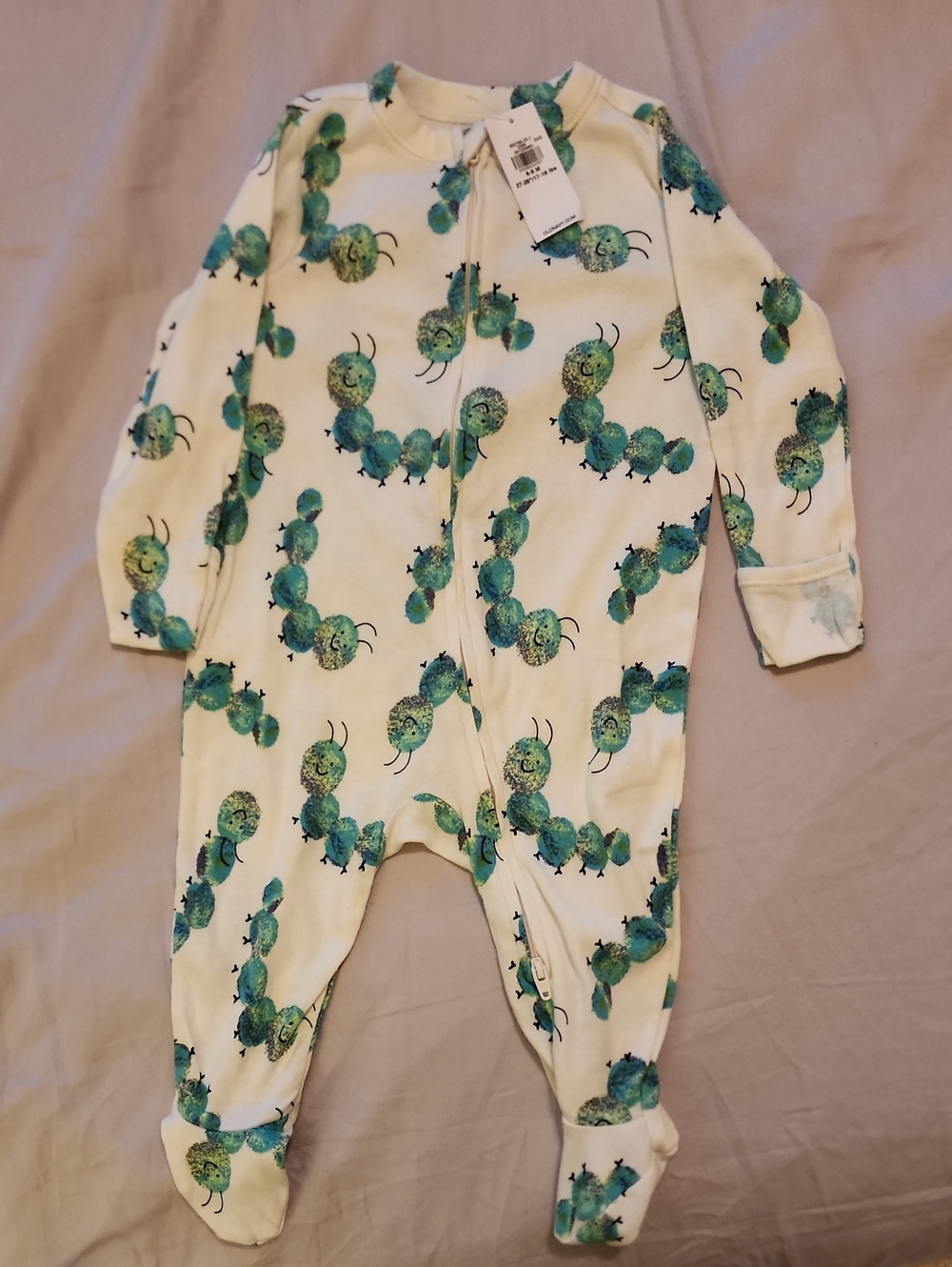 Old Navy Two Way Zipper Little Catterpillar Baby Onesie (6-9 M)